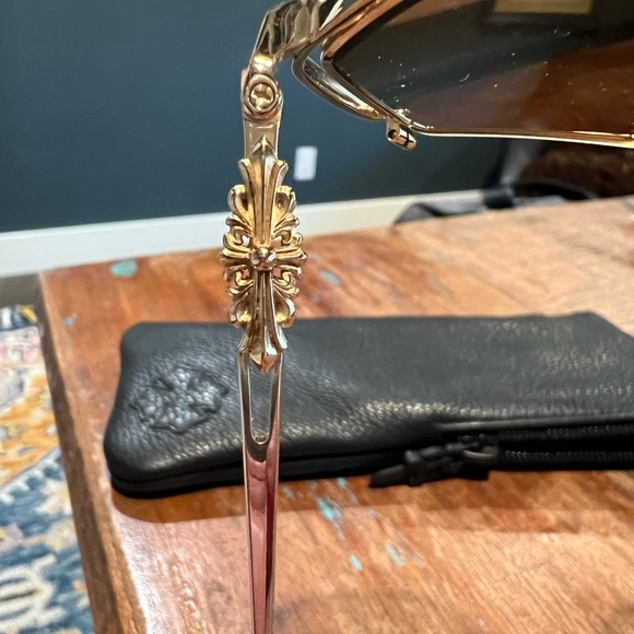 Chrome Hearts Baby B*tch Gold Plate Cross Octagonal Round 55M Sunglasses - Picture 4 of 6